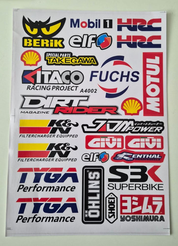 Motorbike sticker sheet - sheet, a4
